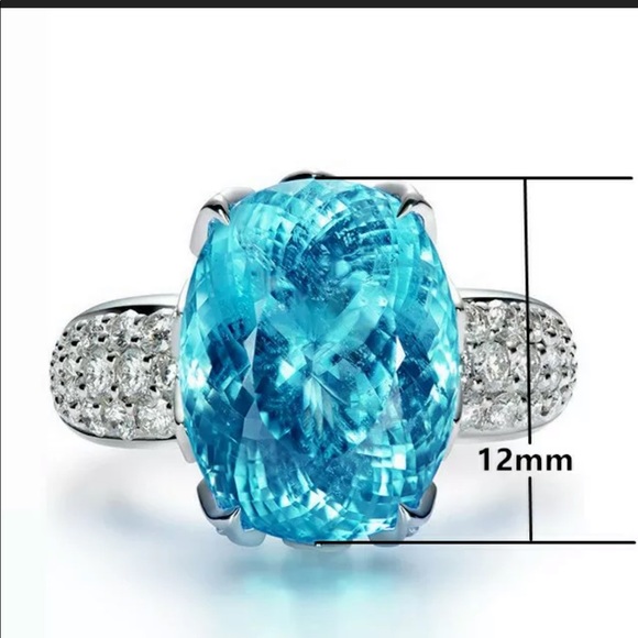 New 925 Silver Oval Cut Aquamarine Ring - Picture 3 of 4